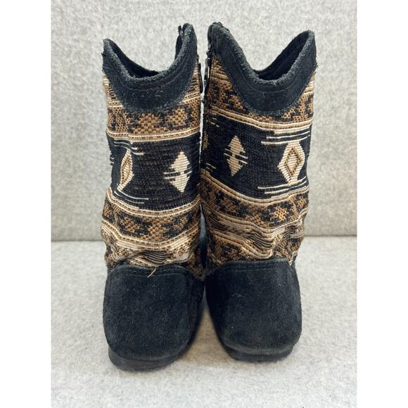 Minnetonka 1570 Baja Moccasin Mid Calf Suede Boots Black / Tan Women's 7 - Picture 3 of 10